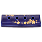 Reclining incense tray (large), cherry blossoms in lapis lazuli