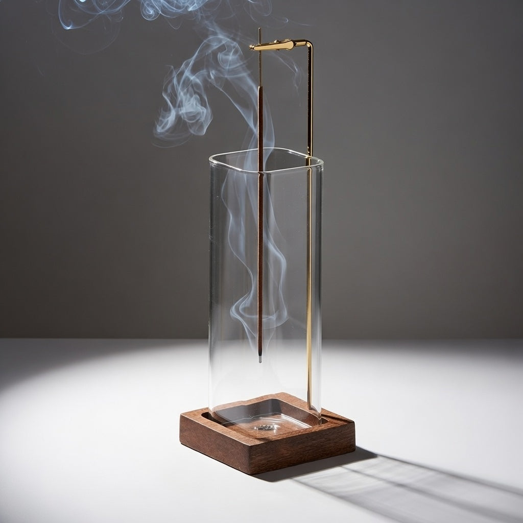 CEREMONY Wooden Incense Holder with Glass Ash Catcher