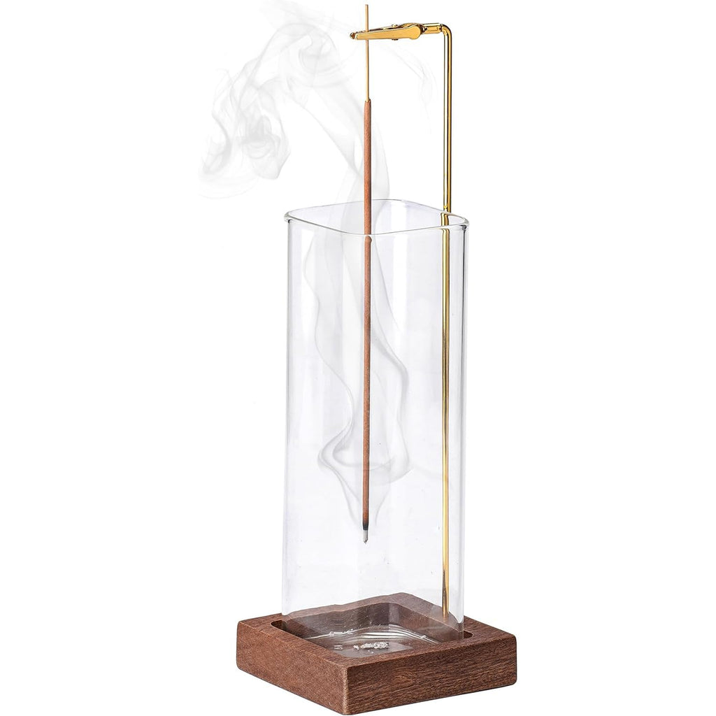 CEREMONY Wooden Incense Holder with Glass Ash Catcher