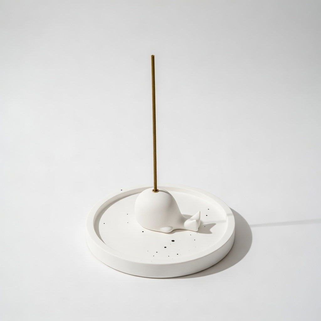 Little Whale Incense Stick Holder – Round Splash Ink Fragrance Plate