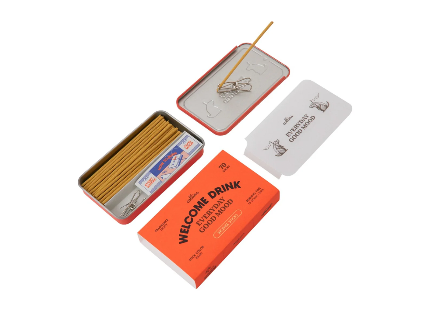 Collins Everyday Good Mood Welcome Drink Incense Sticks - red tin with fruity grapefruit scent